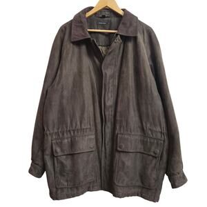 Claiborne Mens Vintage 90s Y2K Chore Barn Field Brown Sueded Finish Coat XL
